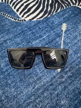 Matte Black Wide Rectangle Sunglasses